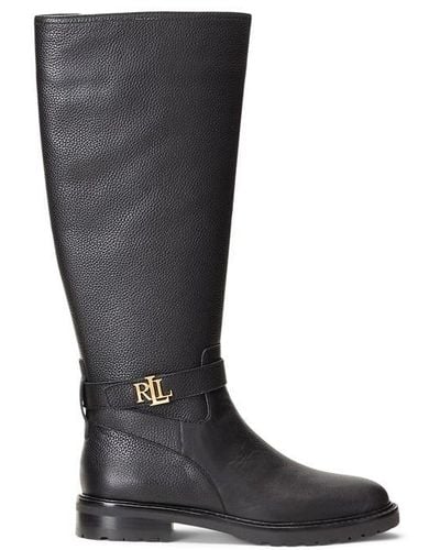 Lauren by Ralph Lauren Hallee Leather Knee Boots - Black
