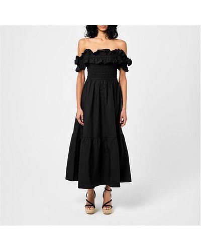 Ganni Poplin Dress Ld43 - Black