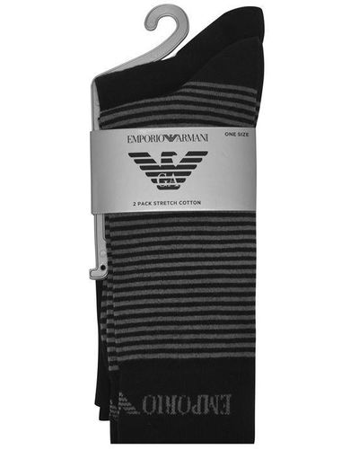 Emporio Armani 2 Pack Cotton Socks - Black