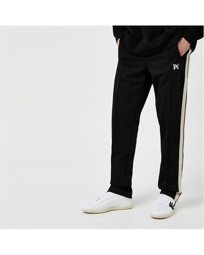 Palm Angels Embroidered Striped Jersey Track Trousers - Black