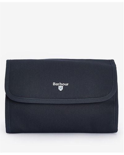 Barbour Cascade Waxed Hanging Wash Bag - Blue