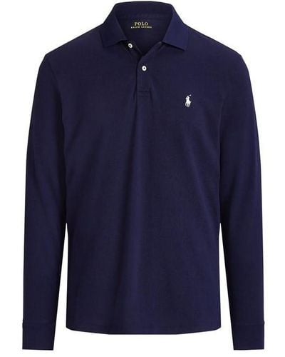 Polo Ralph Lauren Long Sleeved Stretch Polo Shirt - Blue