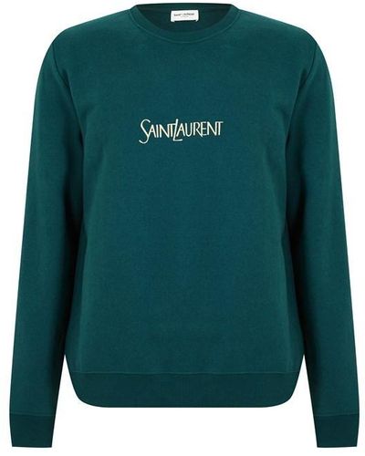 Saint Laurent Logo Crew Sweatshirt - Green