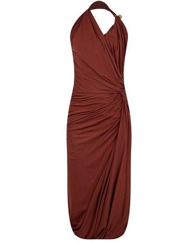 Bottega Veneta Viscose Jersey Midi Dress With Drop Ring Detail - Red
