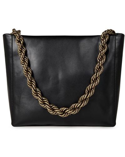 Dries Van Noten Chain Zip Leather Tote Bag - Black