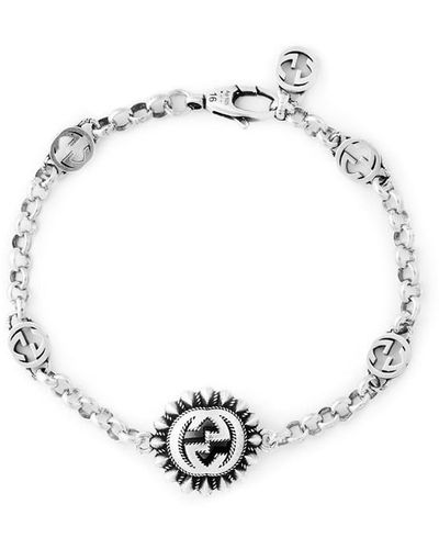 Gucci Interlocking Logo-charm 925 Sterling- Chain Bracelet - Metallic