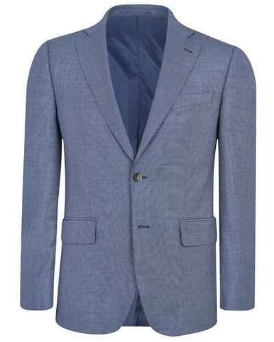 Richard James Wilder Tailored Fit Birdseye Suit Jacket - Blue