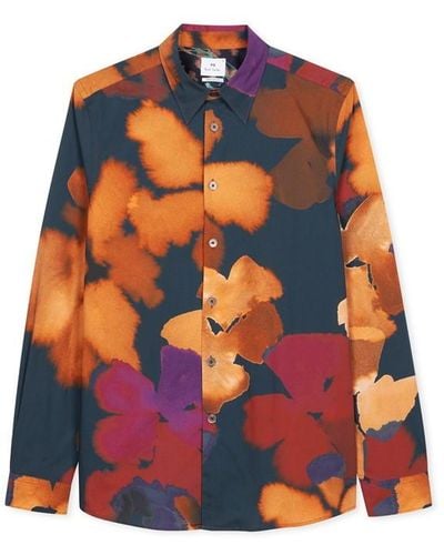 PS by Paul Smith Ps Floral Ls Shirt Sn34 - Orange