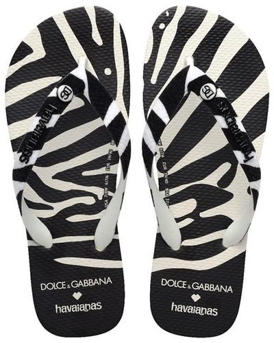Havaianas X Dolce And Gabbana Zebra Flip Flops - Black