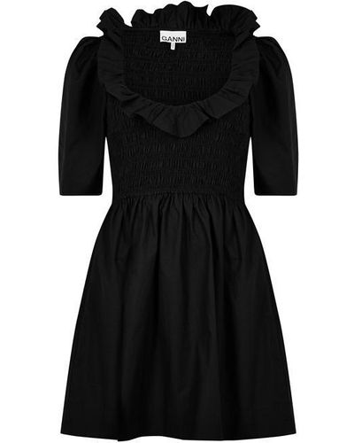 Ganni Smock Mini Dress - Black