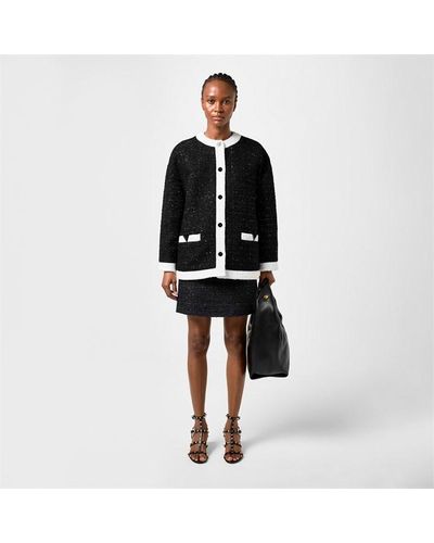 Valentino Oversized Tweed Coat - Black