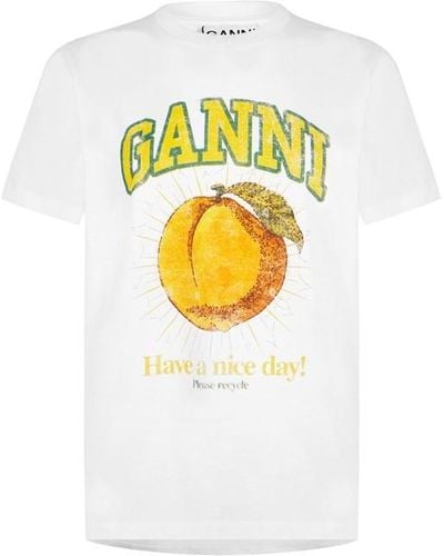 Ganni Peach Graphic T-shirt - White