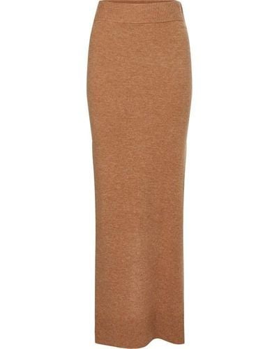 Calvin Klein Recycled Wool Fitted Midi Skirt - Brown