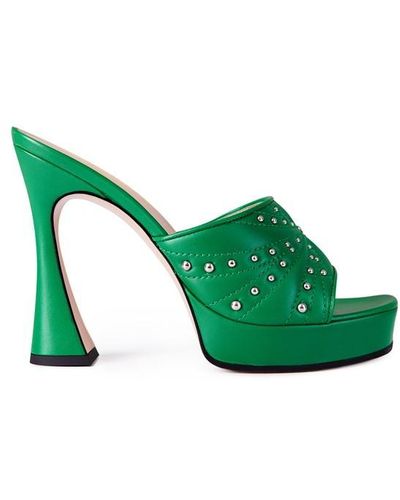 Gucci Claire Fluted Mules - Green
