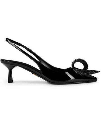 Prada Patent Leather Slingback Court Shoes - Black
