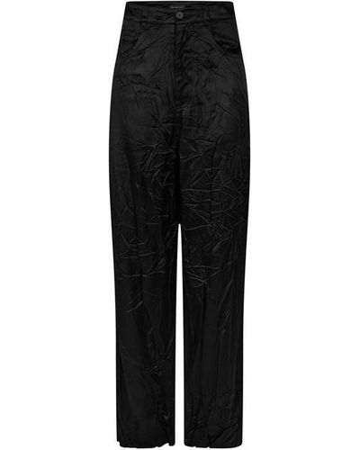 Balenciaga Crinkled Satin Trousers - Black
