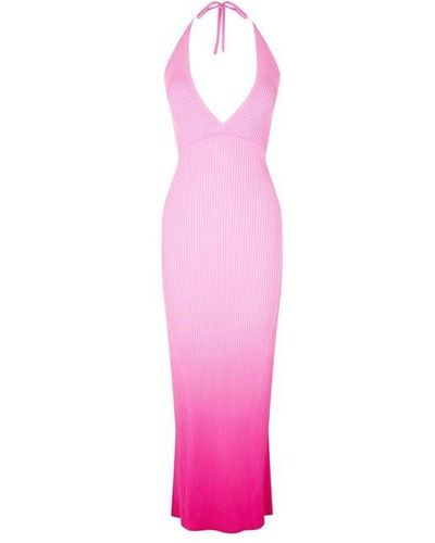 David Koma V Cut Open Back Knit Midi Dress - Pink