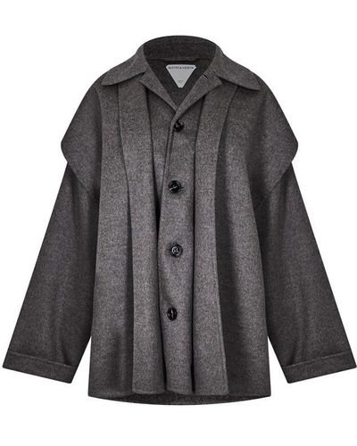 Bottega Veneta Double Wool Cashmere Short Coat - Grey