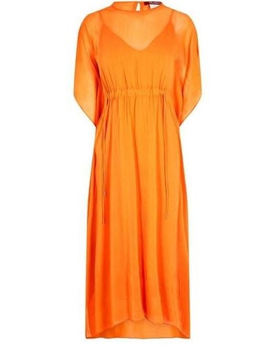 Max Mara Studio Drawstring Silk Dress - Orange