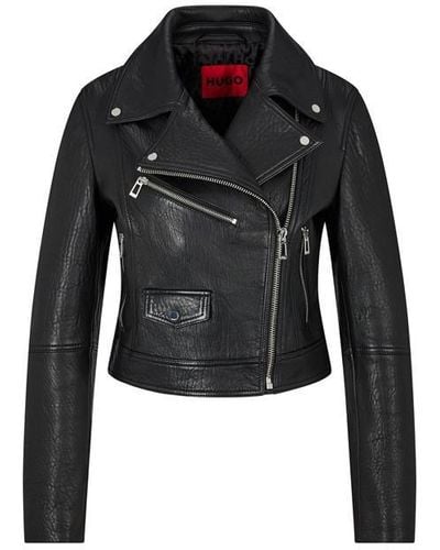HUGO Levoana Leather Jacket - Black