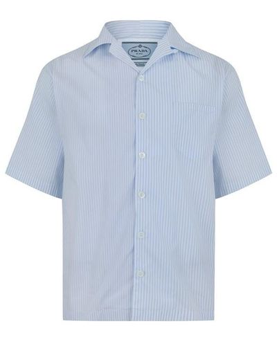 Prada Striped Cotton Shirt - Blue