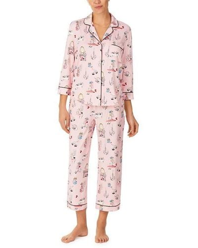 Kate Spade House Party Crop Pyjama Set - Pink