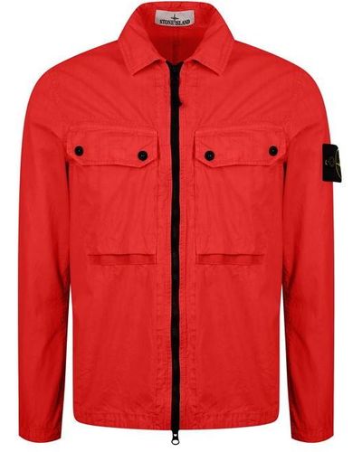 Stone Island Brushed Organic Cotton Garment Dyed Old Effect - Red