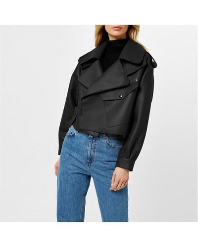 JANE AND TASH Oversized Leather Jacket - Black