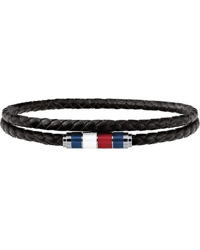 Tommy Hilfiger Hilfiger Leather Double Bracelet - Black
