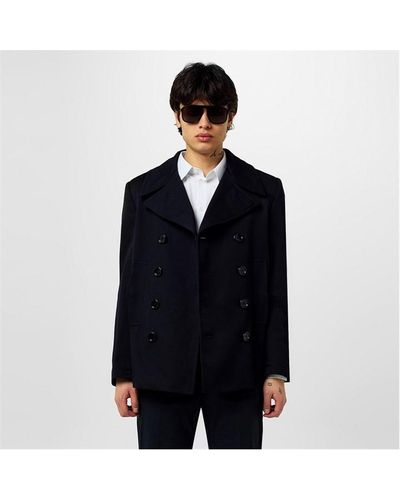 Dolce & Gabbana Double Breasted Wool Peacoat - Blue