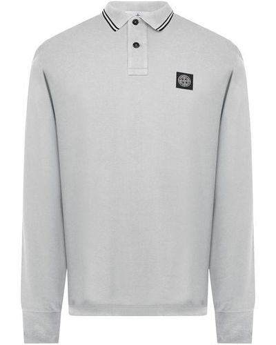 Stone Island Long Sleeve Patch Polo Shirt - Grey