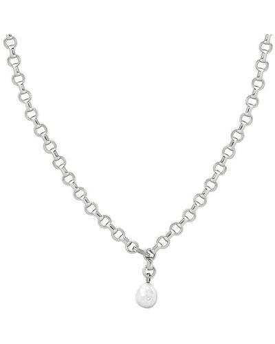 ASTRID AND MIYU Serenity Pearl Link Chain Necklace - Metallic