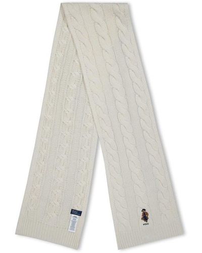 Polo Ralph Lauren Bear Cable-knit Merino Wool Scarf - Grey