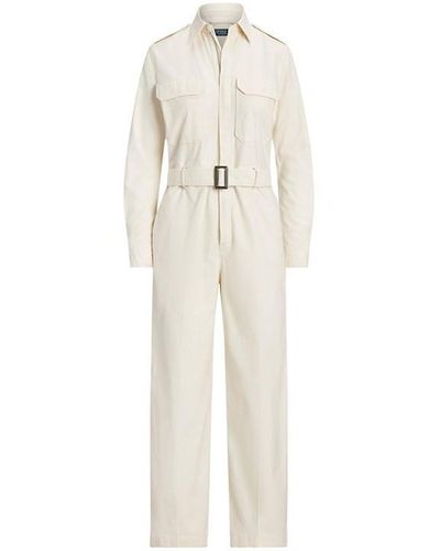 Polo Ralph Lauren Polo Belted Jumpsuit Ld41 - Natural