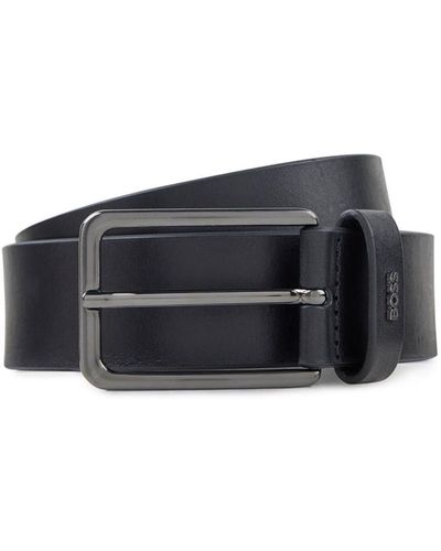 BOSS Leather Logo Belt - Black