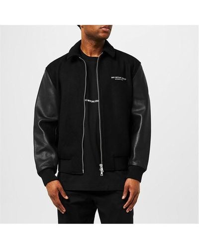 MKI Miyuki-Zoku Ndm Leather Varsity Jacket - Black