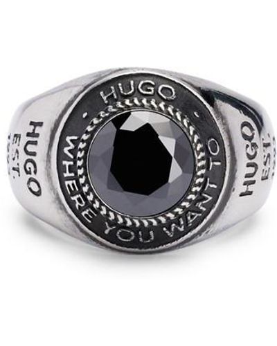 HUGO Signet 2 Ring Sn32 - Black