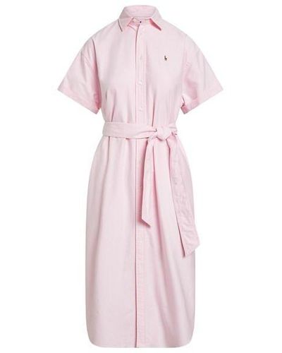 Polo Ralph Lauren Belted Short-sleeve Oxford Shirtdress - Pink