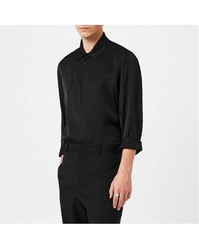 Moschino Allover Logo Print Twill Shirt - Black
