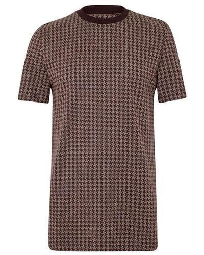 BOSS Hugo Micro-patterned Jacquard T-shirt - Brown
