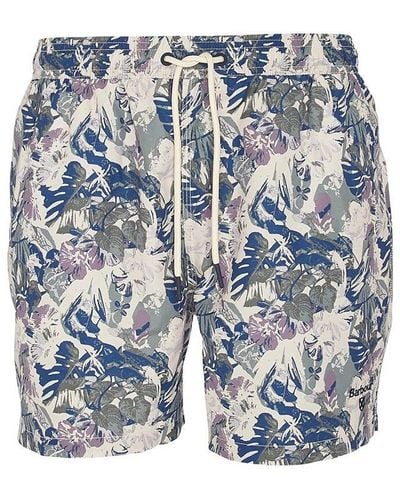 Barbour Hindle Palm-leaf Swim Shorts - Blue