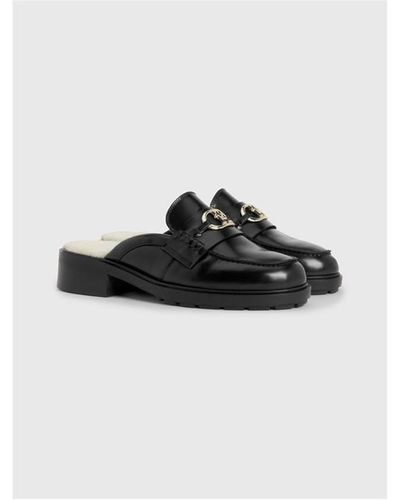Tommy Hilfiger Leather Warm-lined Mules - Black