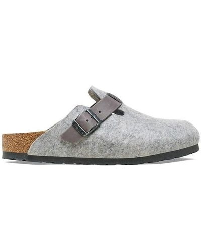 Birkenstock Boston Felt Flat Sandals - Grey