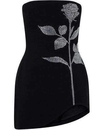 David Koma Rose Rhinestone Mini Dress - Black