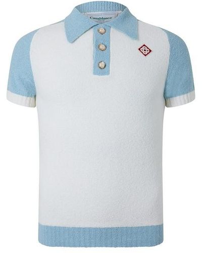Casablancabrand Colour Block Boucle Polo Shirt - Blue