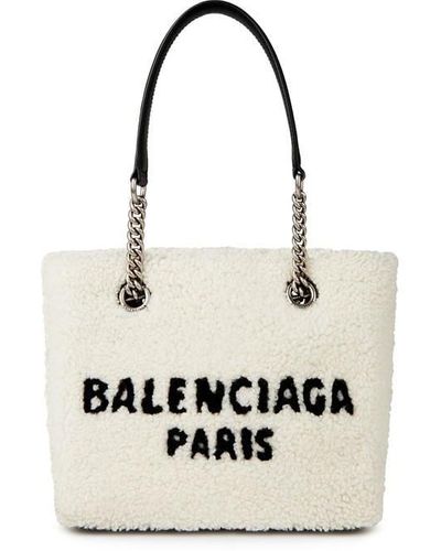 Balenciaga Shearling Duty-free Tote Bag - White