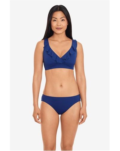 Lauren by Ralph Lauren Ruffle-trim V Neck Bikini Top - Blue