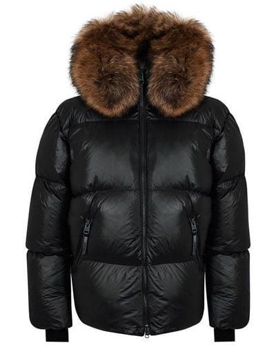 ARCTIC ARMY Fur Puffer Jacket - Black