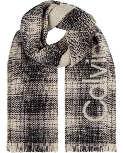 Calvin Klein Knitted Check Scarf - Grey