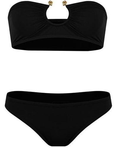 Bottega Veneta Stretch Nylon Bikini With Knot Ring - Black